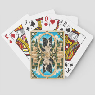 Border Collie, Vintage Wasserfarben-Hundekunst Spielkarten