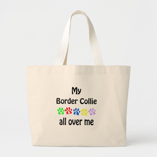 Border Collie Walks Design Jumbo Stoffbeutel (Vorne)