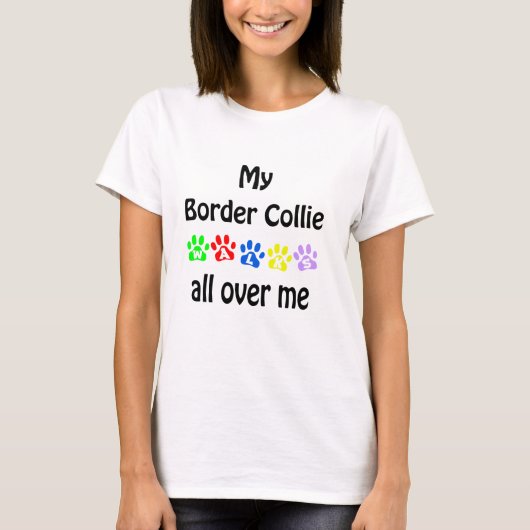 Border Collie Walks Design T-Shirt (Vorderseite)