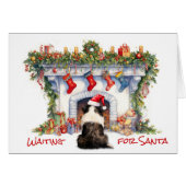 Border Collie Warten Sie auf Weihnachts-Feuerplatz (Vorderseite (Horizontal))