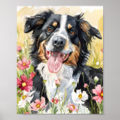 Border Collie Wasserfarbe Art Hund Drucken Geschen Poster (Vorne)
