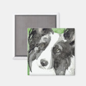Border Collie Wasserfarben Magnet (Vorderseite/Rückseite)