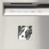 Border Collie Wasserfarben Magnet (In Situ (Geschirrspüler))