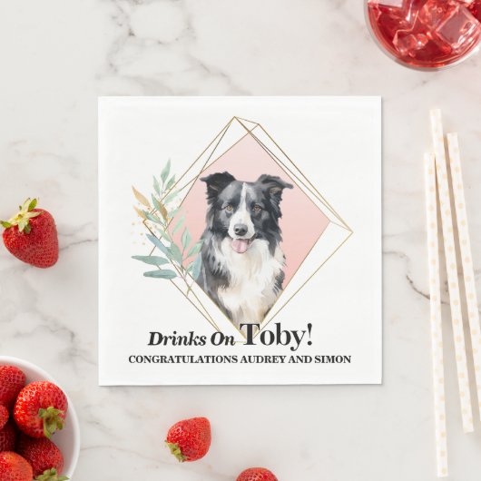 Border Collie Wedding Napkins mit Hunde Foto Serviette (Beispiel)