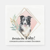 Border Collie Wedding Napkins mit Hunde Foto Serviette (Vorderseite)
