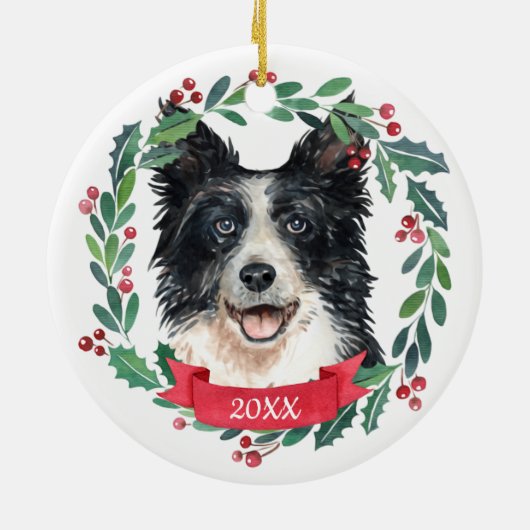 Border Collie Weihnachten Keramik Ornament (Hinten)