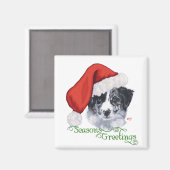 Border Collie Weihnachten Magnet (Vorderseite/Rückseite)