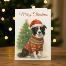 Border Collie Weihnachten Santa Hut & Baum