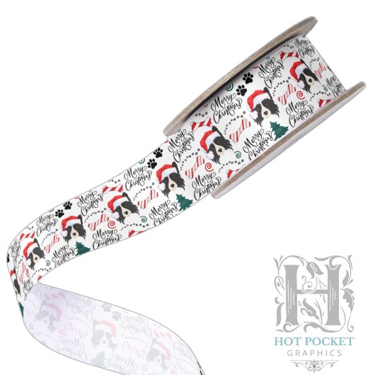 Border Collie Weihnachten Satinband