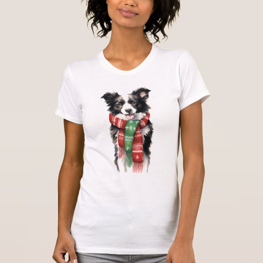 Border Collie Weihnachten T - Shirt für Frauen - F (Vorderseite)