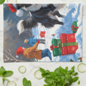 Border Collie Weihnachts-Schneeszene Geschirrtuch (Gefaltet)
