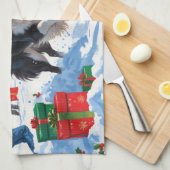 Border Collie Weihnachts-Schneeszene Geschirrtuch (Viertel Falte)
