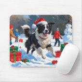Border Collie Weihnachts-Schneeszene Mousepad (Mit Mouse)