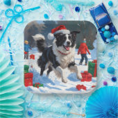 Border Collie Weihnachts-Schneeszene Pappteller (Party)