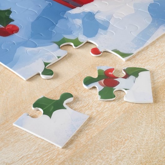 Border Collie Weihnachts-Schneeszene Puzzle (Seite)