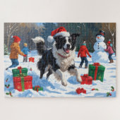 Border Collie Weihnachts-Schneeszene Puzzle (Horizontal)