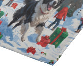 Border Collie Weihnachts-Schneeszene Schneidebrett (Ecke)