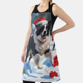 Border Collie Weihnachts-Schneeszene Schürze (InSitu)