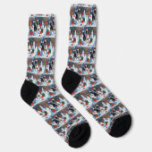 Border Collie Weihnachts-Schneeszene Socken (Rechts)