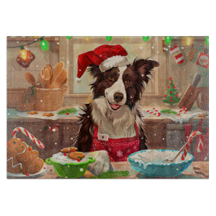 Border Collie Weihnachtsbäckerei: Festliches Chris Schneidebrett