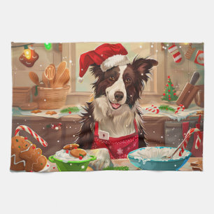 Border Collie Weihnachtsbäckerei: Festliches Weihn Geschirrtuch