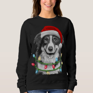 Border Collie Weihnachtsbaum Lichter Xmas Hund Sweatshirt