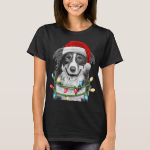 Border Collie Weihnachtsbaum Lichter Xmas Hund T-Shirt
