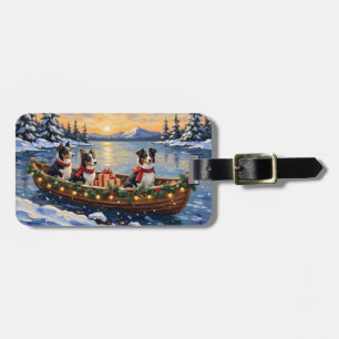 Border Collie Weihnachtsboot Urlaub Gepäckanhänger