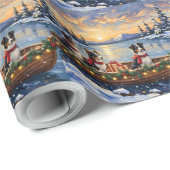 Border Collie Weihnachtsboot Urlaub Geschenkpapier (Rolleneckpunkt)