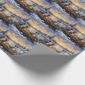 Border Collie Weihnachtsboot Urlaub Geschenkpapier (Ecke)