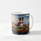 Border Collie Weihnachtsboot Urlaub Kaffeetasse (VorderseiteRechts)
