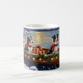 Border Collie Weihnachtsboot Urlaub Kaffeetasse (Mittel)