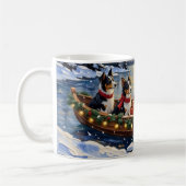 Border Collie Weihnachtsboot Urlaub Kaffeetasse (Links)