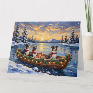 Border Collie Weihnachtsboot Urlaub Karte