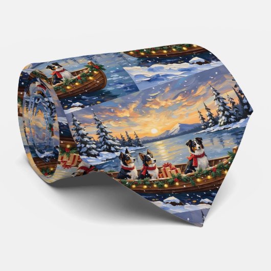Border Collie Weihnachtsboot Urlaub Krawatte (Gerollt)