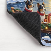 Border Collie Weihnachtsboot Urlaub Mousepad (Ecke)
