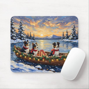 Border Collie Weihnachtsboot Urlaub Mousepad