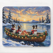 Border Collie Weihnachtsboot Urlaub Mousepad (Vorne)