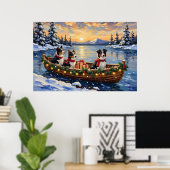 Border Collie Weihnachtsboot Urlaub Poster (Heimbüro)