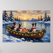 Border Collie Weihnachtsboot Urlaub Poster (Vorne)