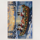 Border Collie Weihnachtsboot Urlaub Puzzle (Vertikal)