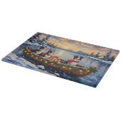 Border Collie Weihnachtsboot Urlaub Schneidebrett (Ecke)