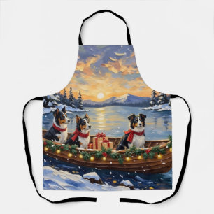 Border Collie Weihnachtsboot Urlaub Schürze
