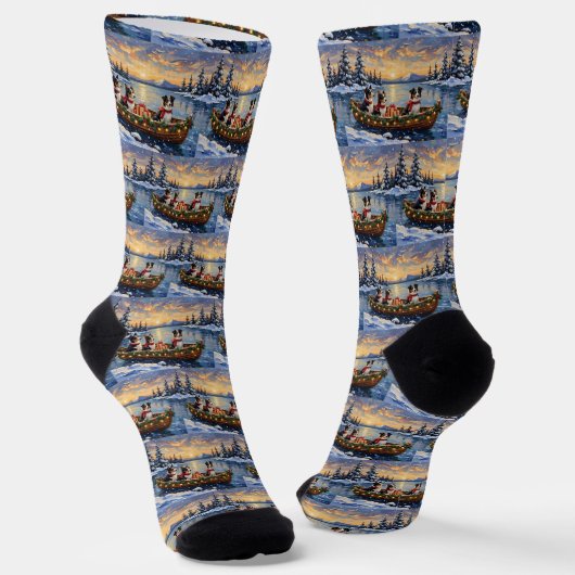 Border Collie Weihnachtsboot Urlaub Socken (Gewinkelt)
