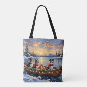 Border Collie Weihnachtsboot Urlaub Tasche (Rückseite)
