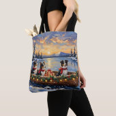 Border Collie Weihnachtsboot Urlaub Tasche (Von Nahem)