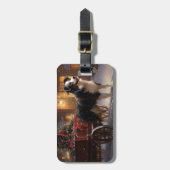 Border Collie Weihnachtsfeiertag Gepäckanhänger (Vorderseite vertikal)