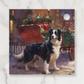 Border Collie Weihnachtsfeiertag Geschenkanhänger (Rückseite)
