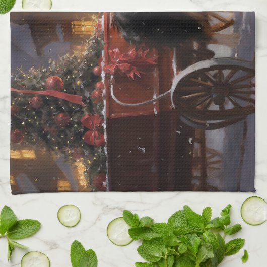 Border Collie Weihnachtsfeiertag Geschirrtuch (Gefaltet)