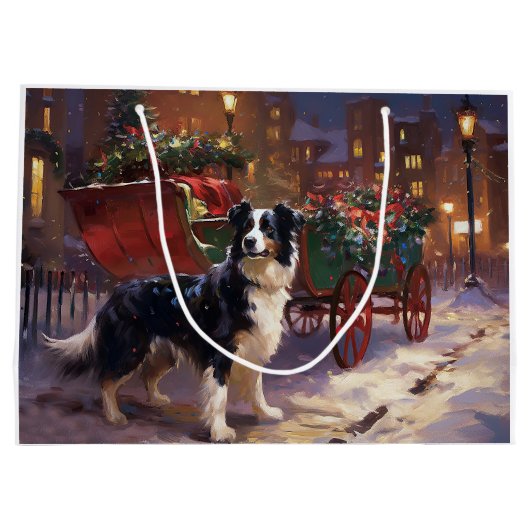 Border Collie Weihnachtsfeiertag Große Geschenktüte (Rückseite)